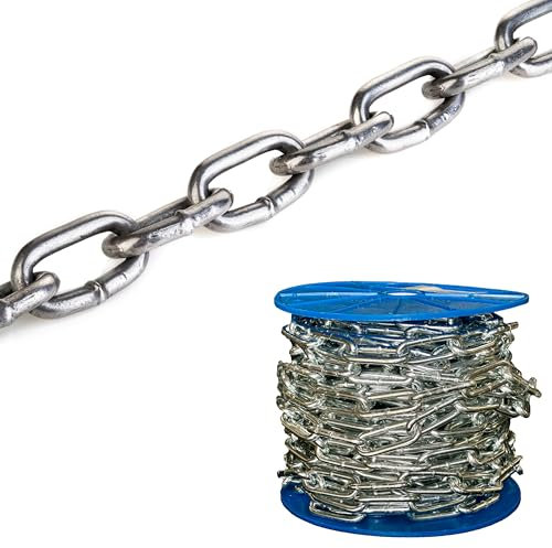 20 Metres (4mm) Galvanised Steel Chain Heavy Duty Durable Security Links Metre Cut Length 100kg Rated Load D2