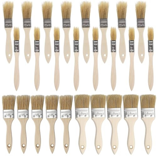 TNSLAND Lot de 26 pinceaux Plats 15/27/35/50 mm de Large avec Manche en Bois - Pinceau Plat à lasure pour Bricolage, Fournitures de Peinture- pour peintures, Vernis, colles