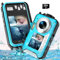 Yifecial 4K Underwater Camera 56MP Autofocus 11FT Waterproof Camera Dual-Screen Selfie 16X Underwater Camera for Snorkeling Waterproof Compact Floatable Digital Camera with 32GB Card