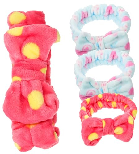 IWOWHERO 4pièces Bandeau De Spa Pour Laver Le Visage Lot De Polaire Pour Cheveux Pour Salle De Bain Pour Fille