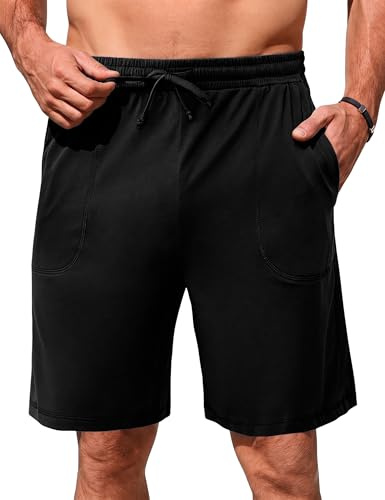 Aseniza Short Pyjama Homme Bas de Pyjama Homme Coton Pantalon de Pyjama Court Doux Sommeil Décontracté Short de Nuit et Poches Shorts Ete