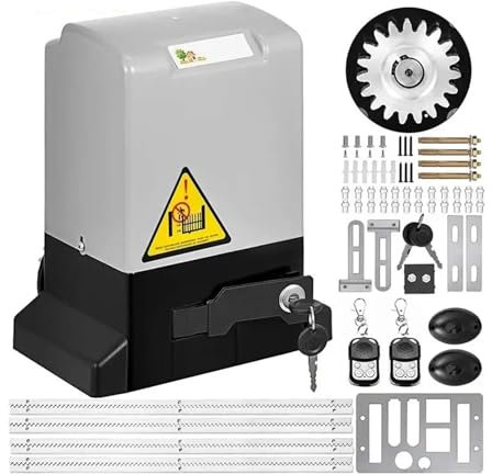 ZKLGS Moteur de Portail Coulissant, Ouvre-Porte électrique de Garage, 1300lb, Automatique, Coulissant, 2 clés avec Supports de 4m, opérateur for hôtel, Usine, école pour Moteur de Portail Coulissant