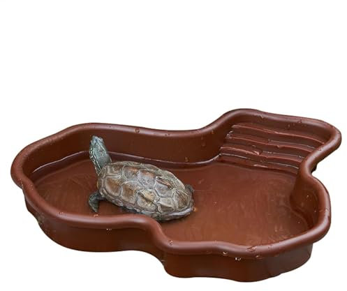Schildkröten Futternapf Reptilien Futternapf Schildkröten Wasserschale ABS Reptilien Badebecken Keine Entwässerung Rampe Und Liegeständer Für Nahrung Und Wasser 31x25x5cm