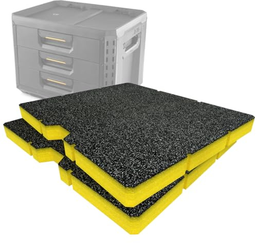 Shadow Foam Paquete de insertos compatible con cajones Toughbuilt® Stacktech 3 XL | Espuma de corte y pelado para organización de cajas de herramientas, Kaizen, 5S (amarillo, 30 mm)