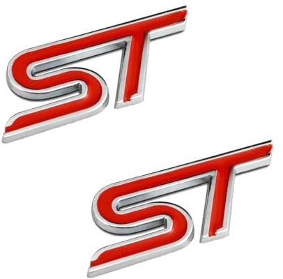 Emblema Adesivo 3D in metallo, 2 pezzi Adesivo per auto emblema griglia anteriore corpo tronco, Insignia, Distintivo Adesivo, Emblema Adesivo metallico Compatibile per Fiesta Focus Mondeo, rosso