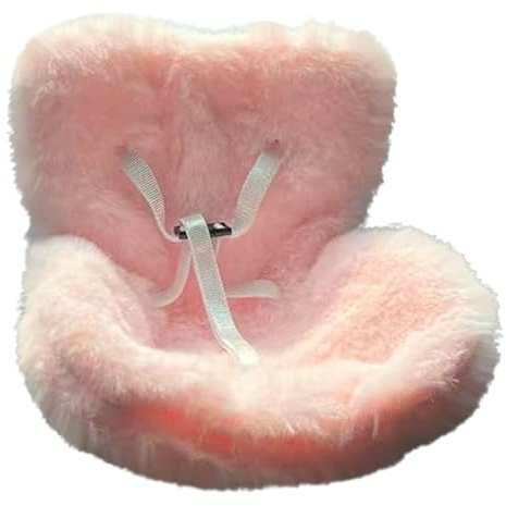 Car Seat for Labubu Dolls, Cute Cozy Seat with Soft Furry Cushion, Stylish Air Vent Clip & Desktop Stand Decor for Labubu Fans, Kids, Doll Collectors, Functional Car Ornament (Light pink)