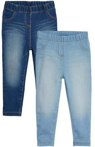 NEXT Ragazza Confezione da 2 Jeggings con Elastico in Vita Mid Blue/Light Blue Denim 3 Anni-4 Anni
