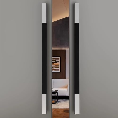 Maniglie in acciaio inox per porte anteriori, 1 paio, lunghezza 1000 mm, con impugnatura in legno, ideali per uffici e aree di ingresso, durevole finitura in titanio e D