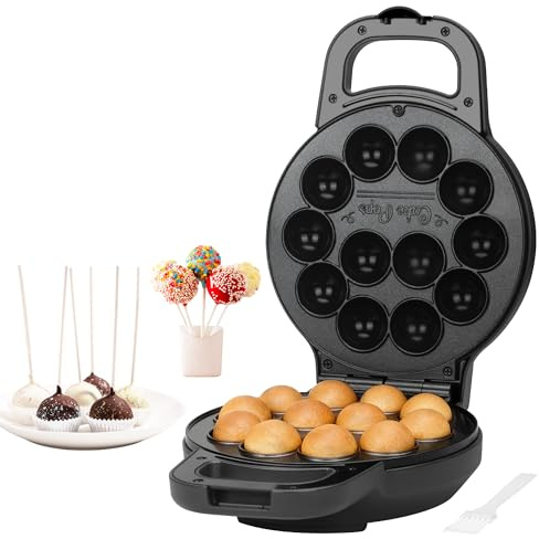 SugarWhisk Flip Cake Pop Maker, fabrique des Cake Pops de 12 x 1,4 cm, accessoires pour préparer des Cake Pops, machine à snacks, revêtement céramique, recette et pinceau inclus, couleur graphite