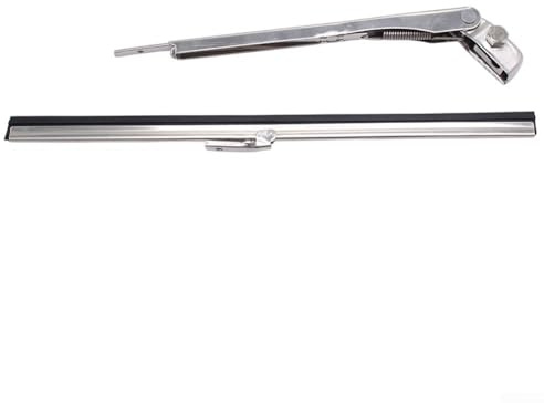 Desiumite Kit de limpiaparabrisas de acero inoxidable de 11 pulgadas con hoja de 10 pulgadas para Chevy Hot Rat Rod Street Boat fácil de instalar, plateado