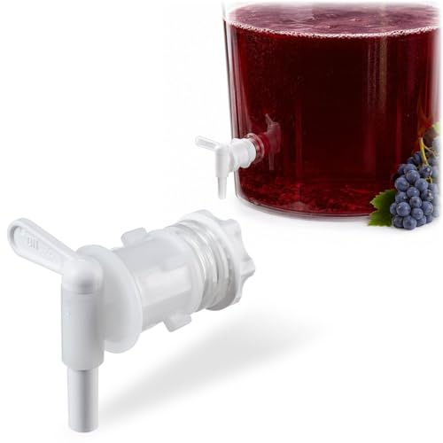 KADAX utloppskran för jäskorg, avloppskran med tätning och muttermutter, avloppskran av plast, kran för trädgårdsbehållare, kran för öl och vin (vit)