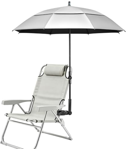 ZOMAKE Parapluie Golf Grande Taille,Ombrelle Anti UV,Parapluie Solide Resistant Vent Fort,54 Pouces Parapluies Soleil pour Homme Femme 2 Personnes avec Double Canopée Ventilée(Argent/Noir)
