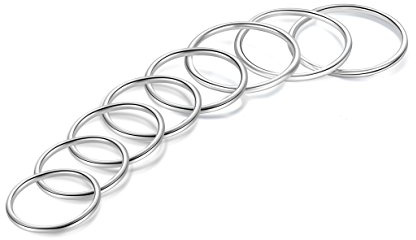 CANDYFANCY 925 Sterling Silver 1.2mm Stacked Midi Thin Rings for Women Knuckle Ring Band Stacking Ring Set Size 2.5-8.5 (Silver 8 Pcs)