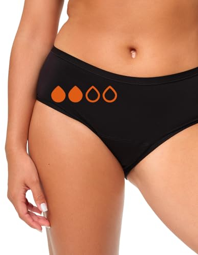 snuggs® Period Underwear Periodenunterwäsche Classic – Periodenslip für Starke Blutung | Dünne und saugstarke Menstruationsunterwäsche | Inkontinenz | Made in EU | Recyceltes Nylon | Schwarz | XL