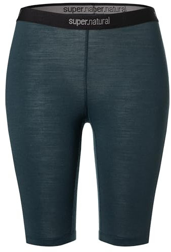 super.natural W TUNDRA175 Short Tight Dunkelblau S - Temperaturregulierende Merino Funktionswäsche, Damen Unterwäsche ideal beim Wandern, Skifahren & Fahrradfahren