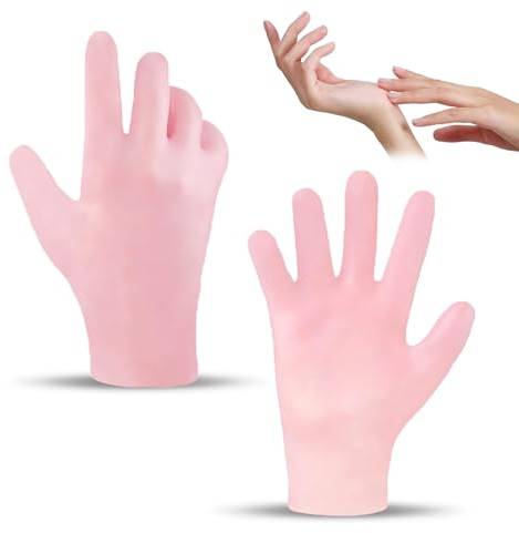 Idratante Silicone Guanti Spa Gel Guanti In Silicone Guanti Da Sonno Riutilizzabile per Femminile Cura delle Mani Riparazione Secco Rifinito Rugoso Morbido Calli (1 Coppia Rosa)