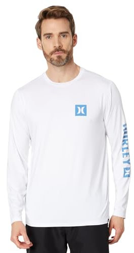 Hurley Herren Everyday Hybrid UPF Langarm-T Rash-Guard-Shirt, weiß, XL