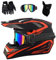 Doppio Sport Integrali MTB Casco da Motocross, con Occhiali Guanti Maschera, Gioventù Bambini Fuori Strada ATV Moto Incidente Casco, Discesa BMX Enduro Quad Bicicletta Sporca Casco per Ragazzo Ragazza