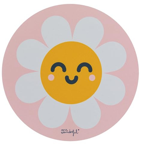 WONDEE Mr Wonderful Tapis de Souris Rond Rose Marguerite, Tapis de Souris Fille Fibre Extra Fine, Tapis antidérapant pour Enfants - Mr Wonderful Cadeaux Originaux pour Filles et Femmes, MRALF009W