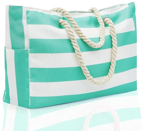 Huipalon Extra Large Beach Bag, Summer Beach Bags with Zip for Women, Large Waterproof Beach Bags Beach Tote Bags with Rope Handle Reusable Shoulder Bag for Shopping Picnic Pool Gym