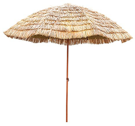 Ombrellone Rotondo in Paglia da Patio, per Ombrellone da Spiaggia, Padiglione, Gazebo, Balcone, Terrazza, Pesca, Ombrellone da Giardino, Ombrellone da Giardino ,Brown Parasol Without Base-3M / 9.84ft