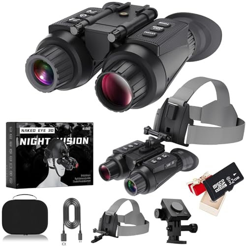 4K Nachtsichtgerät für Kopfmontage mit 3D-Vision-Effekt 8X Zoom Völlig Unabhängig Einstellbare Nachtsichtbrille Jagdfernglas Infrarot-Fernglas mit 4K-Videoaufzeichnung für Erwachsene NGV