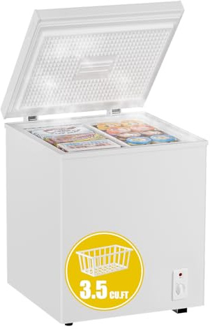 Bodacious 3.5 cuft Chest Freezer - Compact, Energy-Efficient & Quiet Mini Deep Freezer with Removable Baskets for Apartments, RVs, and Garages