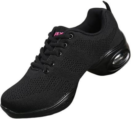 Hixingo Zapatillas de Deporte Jazz para Mujeres, Zapatos de Baile Antideslizantes Baile Sneaker Transpirables y Ligeros para Jazz/National Mark/Rumba/Cha Cha (36,876 Negro)