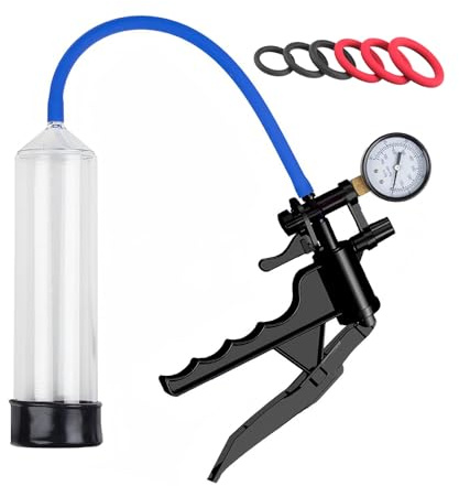 Pompes à Pénis pour Agrandir le Pénis Sex Toýs Homme Pompe a Penis Manuelle avec Manomètre et 6 Anneaux de Pénis Pompe à Pénis pour Agrandir Son Pénis Extenseur de Pénis Masculin (D)