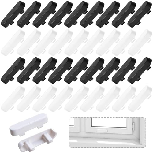 ITCGOB 40 Pièces Cache Aération Fenêtre PVC, Busette de Drainage Universelle, Cache Tempête et Bouchon de Trou de Drainage pour Fenêtre, 20 Noir et 20 Blanc, Accessoires de Finition Fenêtre