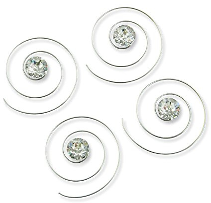 Rivelle Damen Curlies Strass Strasssteine 6 mm kristall 8 Stück Haarspiralen Haarschmuck Brautschmuck