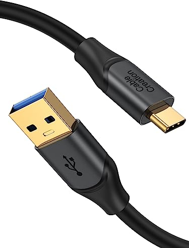 CableCreation USB C auf USB A Kabel 0,5M, USB C auf USB 3.1 USB 3.2 Gen2 10Gbps USB A auf C Datenkabel, Schnellladekabel Typ C 60W 20V/3A für USB C Externe SSD MacBook Pro iPad S21, etc, 50cm, Grau