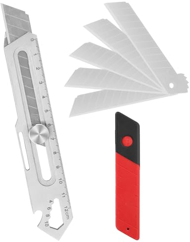Taglierino Professionale, Taglierino Multiuso con 5 Lame Sostituibili(18mm), Utility knife, Cutter Professionale, Coltello Multiuso per Ufficio, Casa, Uso Scolastico