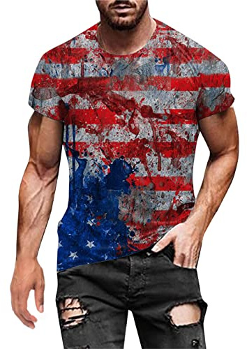 T-shirt USA Flagga Herrars Sweatshirt Banner Förenta Staterna av Amerika US Stjärnor Striper T-shirt Kortärmad Sommarskjorta 3D-tryckt Herrskjorta Fritidsskjortor Sommar Löparskjorta Sportshirt