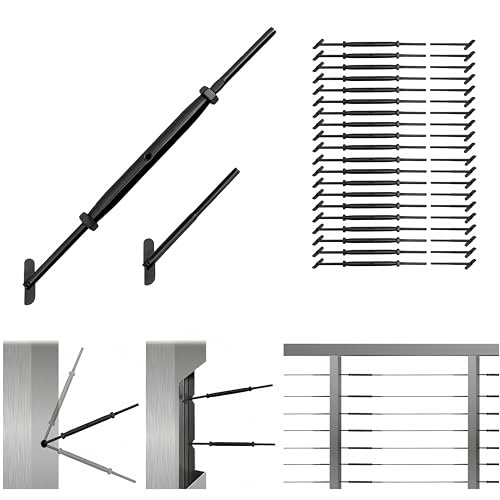 Helffer 20 Pairs Black PVD Cable Railing Hardware Kit for 1/8 Wire Rope