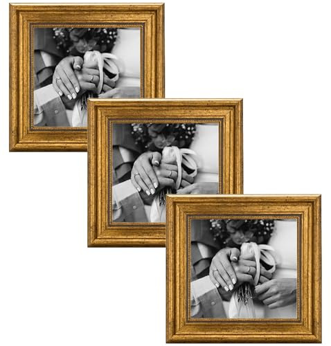 CABBEL fotoram 20x20 cm guld 3-pack vintage barock antik stil akrylglas okrossbart foto poster certifikat elegant vardagsrum