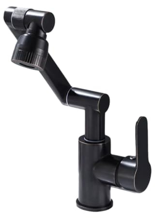 Bathroom Tap Gray All-Copper Washbasin Hot and Cold Water Faucet Bathroom Household Washbasin Washbasin Under-Counter Basin Universal Faucet (Black)