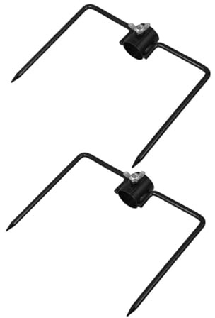 HIAKDOFT 2piezas Estacas De Tierra De Hierro Soporte para De Bandera y Sombrilla Estabilizador De para Jardín Exterior Estaca De Tierra Gancho De Pastor para Luces y Banderas