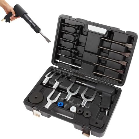 ZMJGLL Air Hammer Piece Chisel Set,25 PCS Air Hammer Kit,2100 BPM Pneumatic Hammer Set w/Shovel Heads,Ball Joint Separator Set,for Shoveling and Cutting