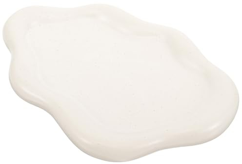 iplusmile Piatto Portagioie in Ceramica Bianco Opaco a Forma di Nuvola, Vassoio Multifunzionale per Anelli, Orecchini e Accessori da Tavolo per Camera, Bagno e Ufficio