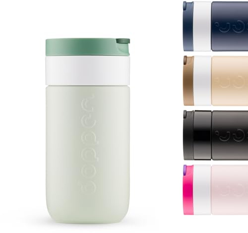 Dopper Travel Mug termosmugg 300 ml skogsgrön – läckagesäker isoleringsmugg för kolsyrade drycker, 6 h varm/20 h kallt, 90 % återvunnet rostfritt stål