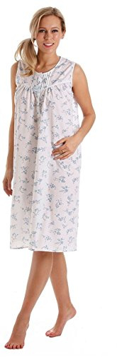 Lady Olga Poly Cotton Sleeveless Summer Nightie 24317 Blue 26-28
