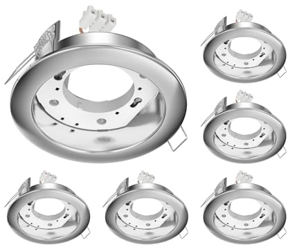 ledscom.de 6x Infälld taklampa ZOBE II, rostfritt stål matt, rund, 107mm Ø, 1x GX53 max. 25W