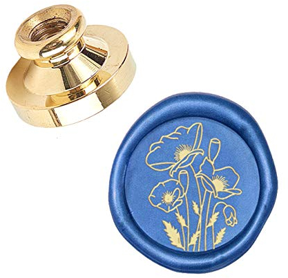 craspire Wax Seal Stamp Head Mohn Abnehmbare Versiegelung Messing Stamp Head Für Kreative Geschenkumschläge Einladungskarten Dekoration