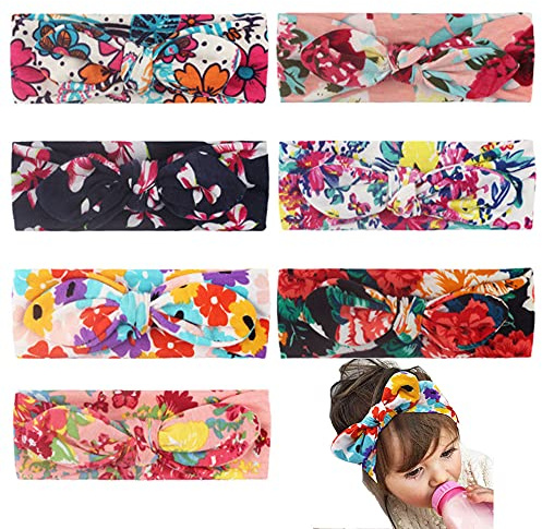 7PCS Diademas De Bebé Niña, Diademas de Lazo Grande para Bebé, Diademas Bebe, Diademas Para Bebé NiñA, Diadema de Bebé de Algodón Elástico, Banda para el Pelo del Bebé, para Niños Recién Nacidos
