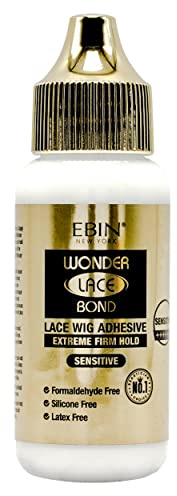 EBIN NEW YORK Wonder Lace Bond Wig Glue for Sensitive Skin 34 ml Gentle, Hypoallergenic, Latex Free, Vegan-Friendly, Waterproof, Quick Drying, Long-Lasting Invisible Adhesive for Lace Front Wigs