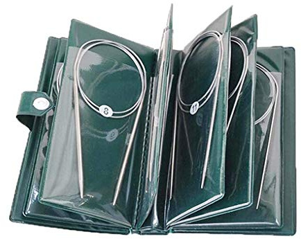CYH 11pcs Professional 43cm Stainless Circular Knitting Needles Set, Different Sizes 1.5mm to 5.0mm, Green