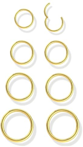 Dimaday 8PCS Boucles d'oreilles Anneau en Acier Inoxydable Nez Anneaux Septum Piercing Cartilage 16G pour Hommes Femmes Set de Bijoux pour Piercing de Nez Helix Septum Anneau Couch Daith Lip Tragus