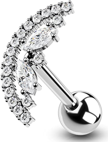 OUFER 16G Cartilage Boucle d'oreille Helix Piercings Anneau Argent Studs CZ Brillant Acier Inoxydable Tragus Conch Ring Lobe Supérieur de l'oreille Top Ear Bijoux Femme Gift
