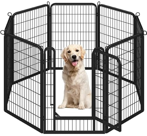 Yaheetech Recinto per Cani Grande 8 Pannelli 68 x 100 cm Conigli Animali Cuccioli per Casa da Interno Esterno Giardino in Ferro Recinzione Rete Metallica Pieghevole e Portatile Nero